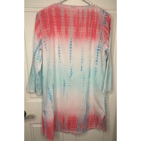 Sundance Women's Embroidered Beaded Tunic Swim Coverup SZ S Tie Dye Ombre Sequin - Picture 9 of 15